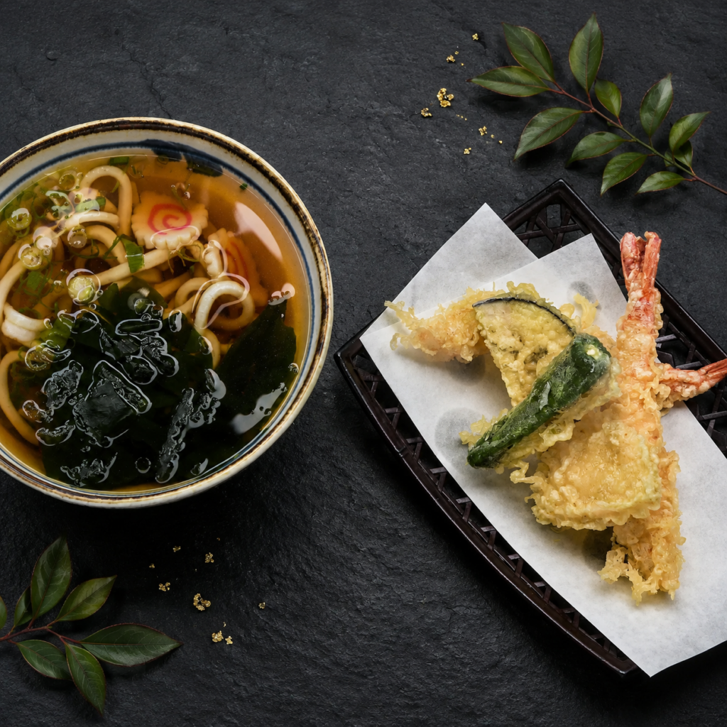 Tempura Udon – Udon-Suppe mit Garnelen-Tempura