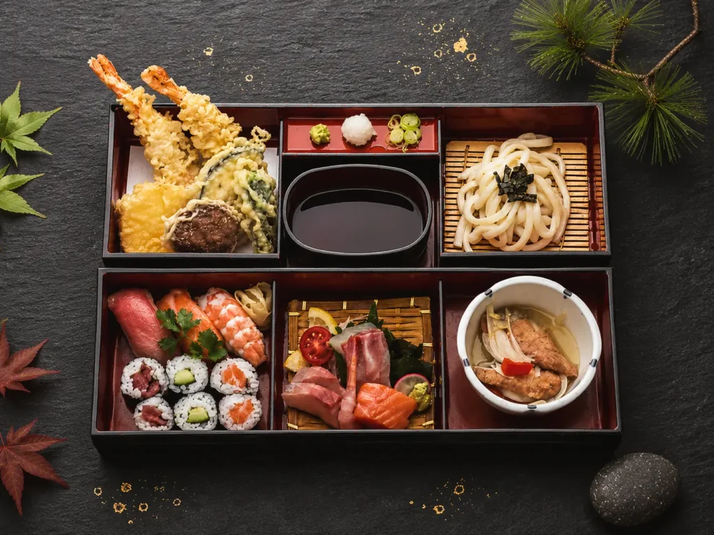 Una Juu — gegrillter Aal in Unagi-Sauce auf Reis, serviert in schwarzer Lackbox